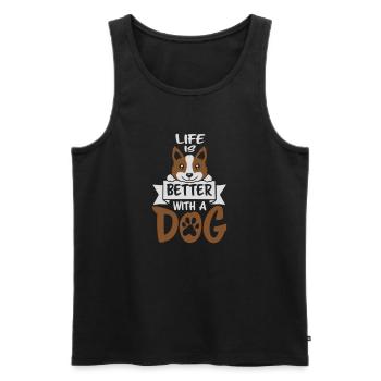 better with a dog - Männer Premium Bio Tank Top - Schwarz - Vorne - Michal (187cm)