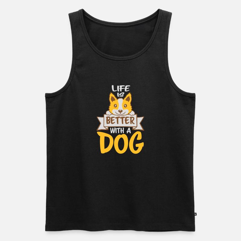 better with a dog - Männer Premium Bio Tank Top - Schwarz