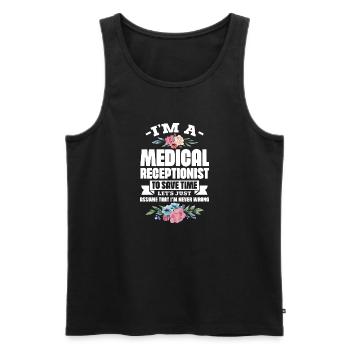 Préposé à la réception médicale - Medical Joke Hospital - Débardeur bio Premium Homme - noir - Devant - AI Model Male 178 light (178cm)