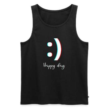 T-Shirt Humour Happy Day - Débardeur bio Premium Homme - noir - Devant - Michal (187cm)
