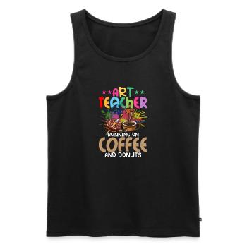 Art Teacher Running On Coffee And Donuts Artist - Men's Premium Organic Tank Top - black - Front - Michal (187cm)