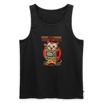 Video Game CAT Lover Funny Gaming - Men's Premium Organic Tank Top - black - Front - AI Model Male 178 light (178cm)