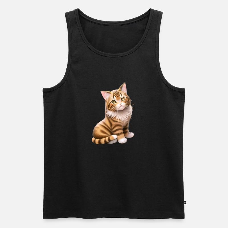 Die rote Katze - Männer Premium Bio Tank Top - Schwarz