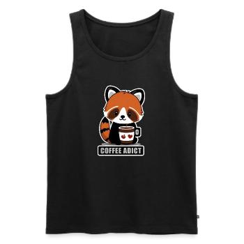 Cute Red Panda Coffee Addict - Männer Premium Bio Tank Top - Schwarz - Vorne - AI Model Male 178 light (178cm)