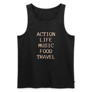 action Life Music Food Travel - Débardeur bio Premium Homme - noir - Devant - Michal (187cm)
