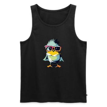 Titte die Meise - Männer Premium Bio Tank Top - Schwarz - Vorne - AI Model Male 178 light (178cm)