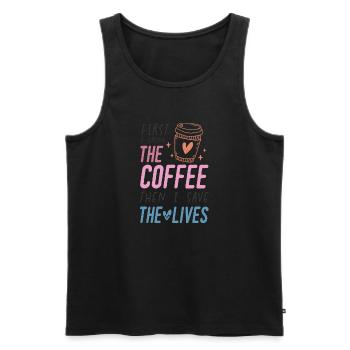 D’abord je bois le café que je sauve les vies - Débardeur bio Premium Homme - noir - Devant - AI Model Male 178 light (178cm)