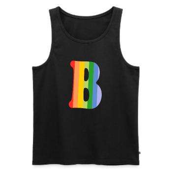 Buchstabe B Regenbogen - Männer Premium Bio Tank Top - Schwarz - Vorne - AI Model Male 178 light (178cm)
