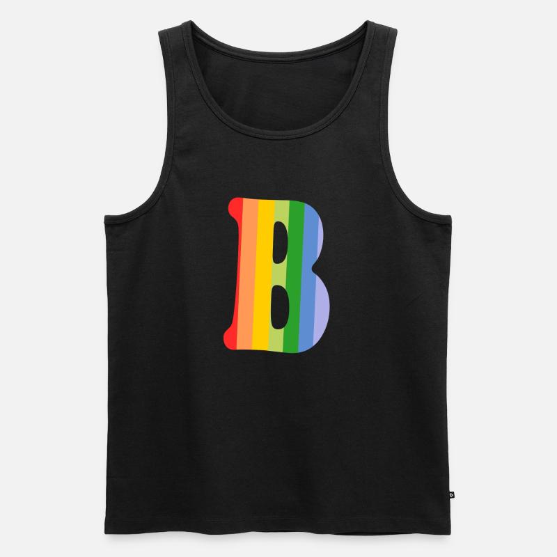 Buchstabe B Regenbogen - Männer Premium Bio Tank Top - Schwarz