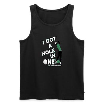 I GOT A HOLE IN ONE BUT THEN I WOKE UP - Débardeur bio Premium Homme - noir - Devant - AI Model Male 178 light (178cm)