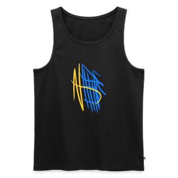Ukrainische Kreativität - Männer Premium Bio Tank Top - Schwarz - Vorne - AI Model Male 178 light (178cm)