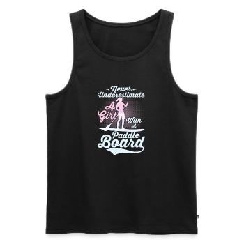 Never Underestimate A Girl With A Paddle Board SUP - Männer Premium Bio Tank Top - Schwarz - Vorne - Michal (187cm)