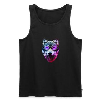 loup - Débardeur bio Premium Homme - noir - Devant - Michal (187cm)