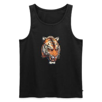 Tiger Tattoo im japanischen Stil - Männer Premium Bio Tank Top - Schwarz - Vorne - Michal (187cm)