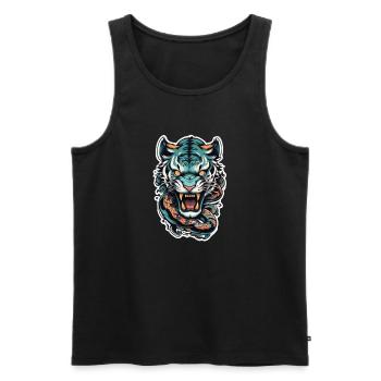 tigre tatouage japonais - Débardeur bio Premium Homme - noir - Devant - AI Model Male 178 light (178cm)