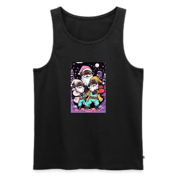 Père Noël afro - Rompre avec les traditions - Débardeur bio Premium Homme - noir - Devant - Michal (187cm)
