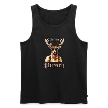 Hirsch auf der Pirsch mit Sonnenbrille Dorffest - Männer Premium Bio Tank Top - Schwarz - Vorne - AI Model Male 178 light (178cm)
