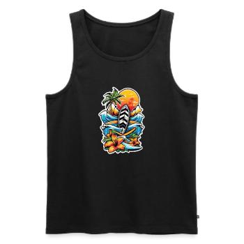 surf plage palmier soleil vacances - Débardeur bio Premium Homme - noir - Devant - Michal (187cm)