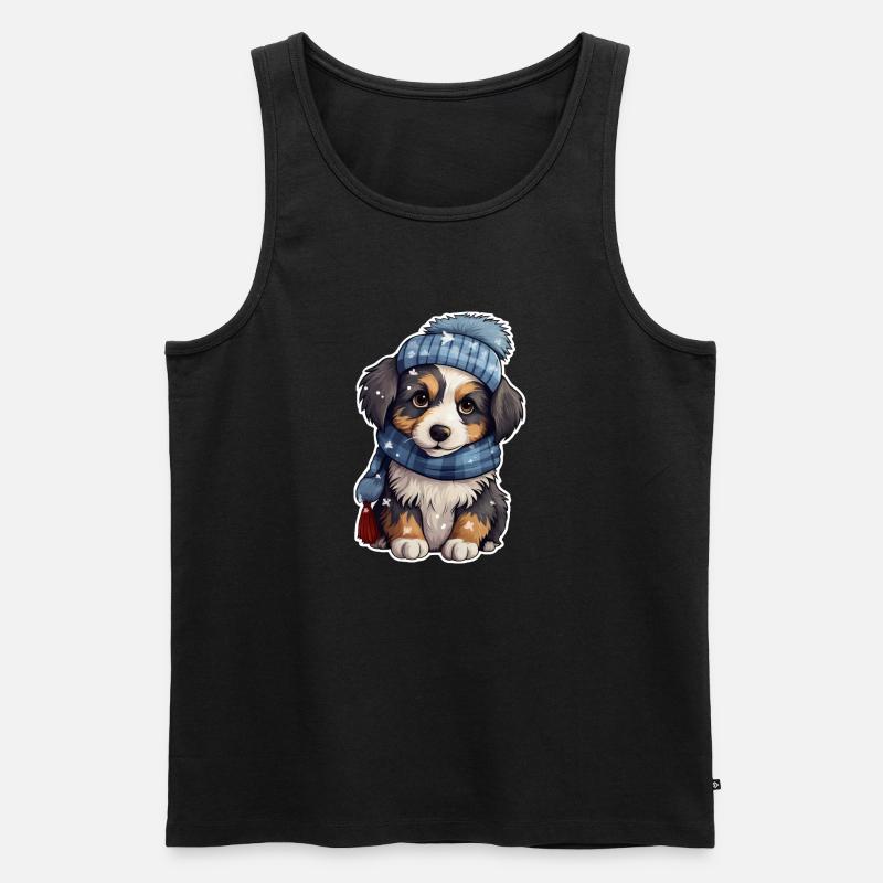Süsser Welpe im Winter - Männer Premium Bio Tank Top - Schwarz