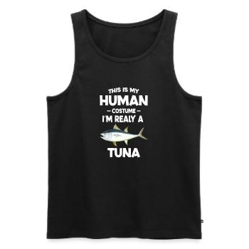 This is My Human Costume I m Really a Tuna - Débardeur bio Premium Homme - noir - Devant - AI Model Male 178 light (178cm)