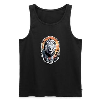lion, lionceau et jungle - Débardeur bio Premium Homme - noir - Devant - AI Model Male 178 light (178cm)