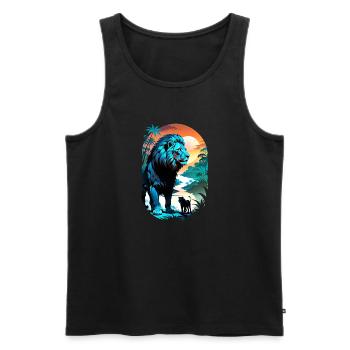Lion, Lion Cub and Jungle - Men's Premium Organic Tank Top - black - Front - AI Model Male 178 light (178cm)