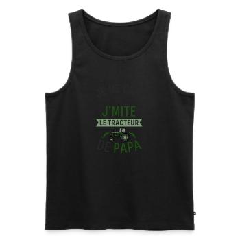 J'imite le Tracteur de Papa - Débardeur bio Premium Homme - noir - Devant - Michal (187cm)
