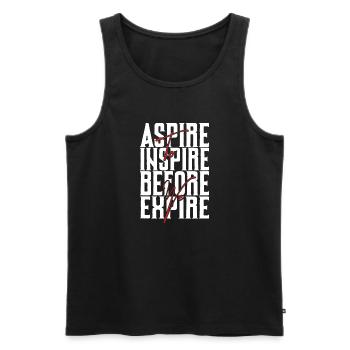 Aspire Before Expire white - Men's Premium Organic Tank Top - black - Front - Michal (187cm)