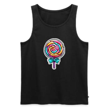 Lutscher / Lolli Pop / Süßigkeit / schlecken / süß - Männer Premium Bio Tank Top - Schwarz - Vorne - AI Model Male 178 light (178cm)