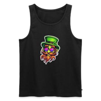 Leprechaun / Leprechaun / Vert / Gingembre / Irlande - Débardeur bio Premium Homme - noir - Devant - AI Model Male 178 light (178cm)