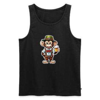 Lederhosen / Animal / Traditional costume / Tradition / Monkey - Men's Premium Organic Tank Top - black - Front - AI Model Male 178 light (178cm)