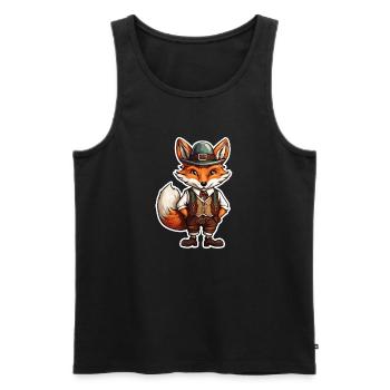 Lederhosen / Animal / Traditional costume / Tradition / Fox - Men's Premium Organic Tank Top - black - Front - AI Model Male 178 light (178cm)