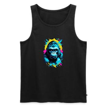 Gorilla mit Goldkette - Männer Premium Bio Tank Top - Schwarz - Vorne - AI Model Male 178 light (178cm)