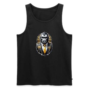 Gorilla with Gold Chain - Men's Premium Organic Tank Top - black - Front - AI Model Male 178 light (178cm)