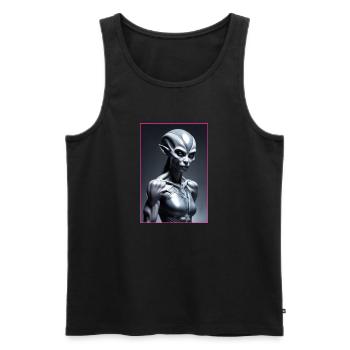 Femme extraterrestre - Débardeur bio Premium Homme - noir - Devant - AI Model Male 178 light (178cm)