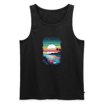 plage vacances soleil mer - Débardeur bio Premium Homme - noir - Devant - Michal (187cm)