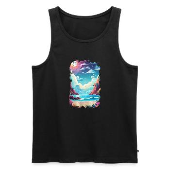 plage vacances soleil mer - Débardeur bio Premium Homme - noir - Devant - Michal (187cm)
