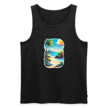 plage vacances soleil mer - Débardeur bio Premium Homme - noir - Devant - Michal (187cm)