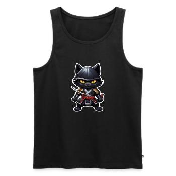 Ninja Cat - Samurai Kitten - Men's Premium Organic Tank Top - black - Front - Michal (187cm)