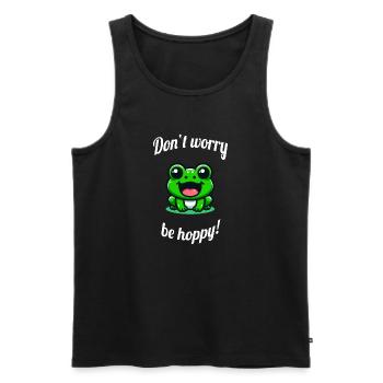 Don't worry be happy süßer kawaii frosch - Männer Premium Bio Tank Top - Schwarz - Vorne - Michal (187cm)