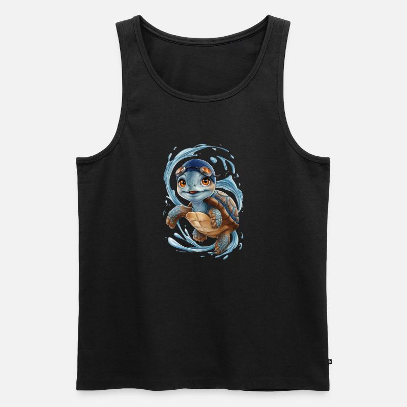 Schwimmheld Schildkröte - Männer Premium Bio Tank Top - Schwarz