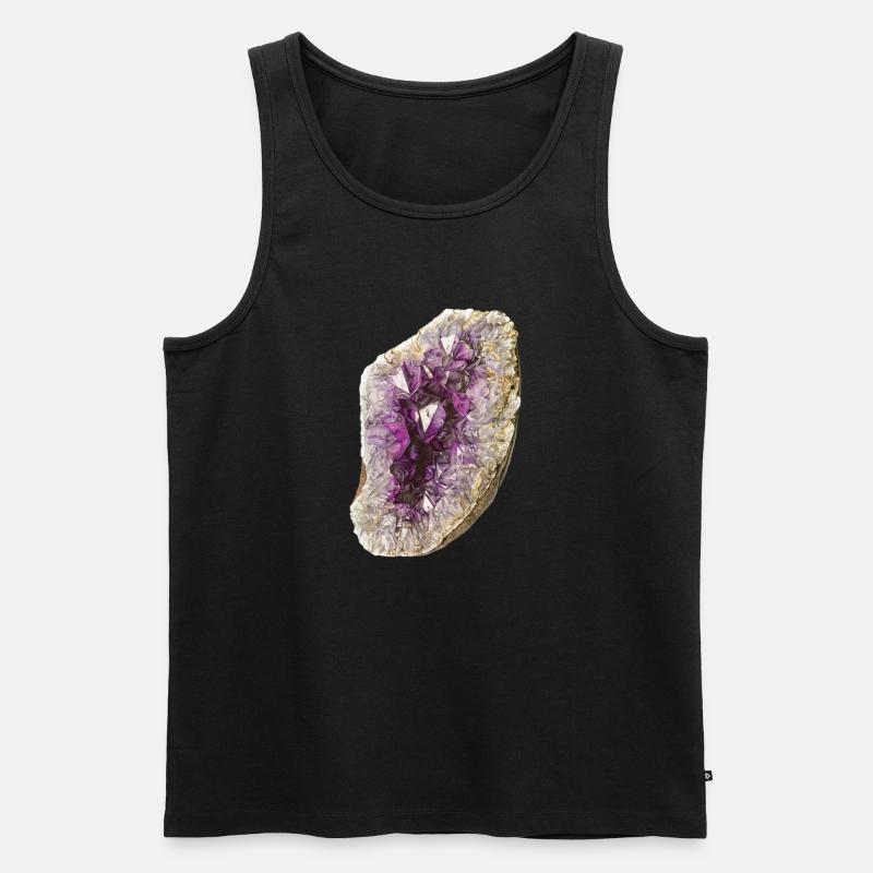 Amethyst Druse Zeichnung - Männer Premium Bio Tank Top - Schwarz