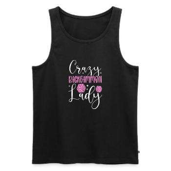 Crazy Backgammon Lady Tabletop Strategy Games - Men's Premium Organic Tank Top - black - Front - AI Model Male 178 light (178cm)