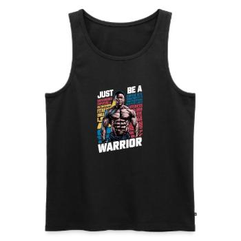 Fitness - Warrior - Bodybuilding - Men's Premium Organic Tank Top - black - Front - Michal (187cm)
