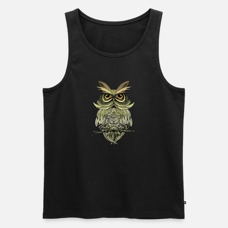 Eule Vogel - Männer Premium Bio Tank Top - Schwarz