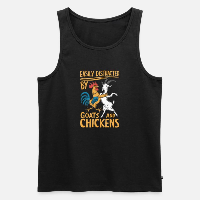 Ablenkung durch Ziegen und Hühner - Männer Premium Bio Tank Top - Schwarz