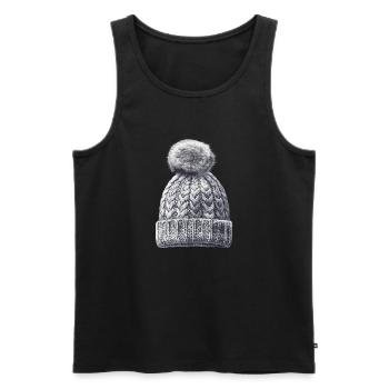 Chapeaux en laine T-shirt d’hiver Bonnet de Noël - Débardeur bio Premium Homme - noir - Devant - AI Model Male 178 light (178cm)