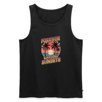 Sonnenuntergang - Palmen Urlaub - Männer Premium Bio Tank Top - Schwarz - Vorne - Michal (187cm)
