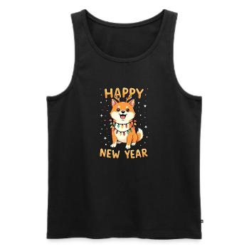 Shiba Inu - Christmas Lights - Men's Premium Organic Tank Top - black - Front - AI Model Male 178 light (178cm)