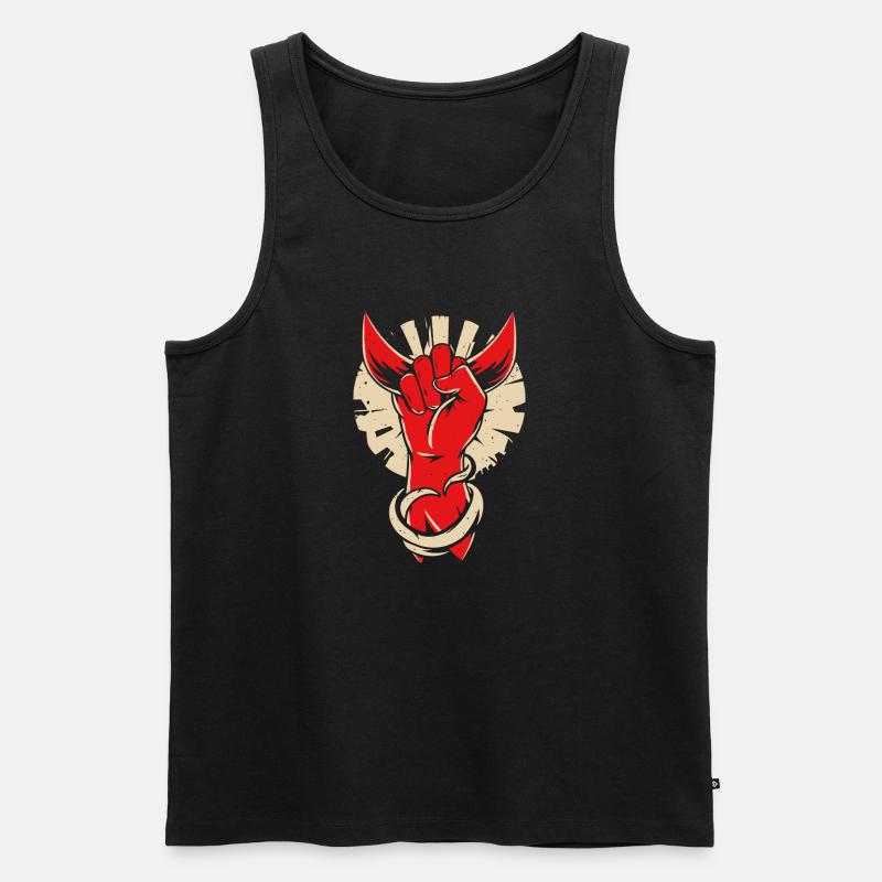 Teufelshörner Hand - Männer Premium Bio Tank Top - Schwarz